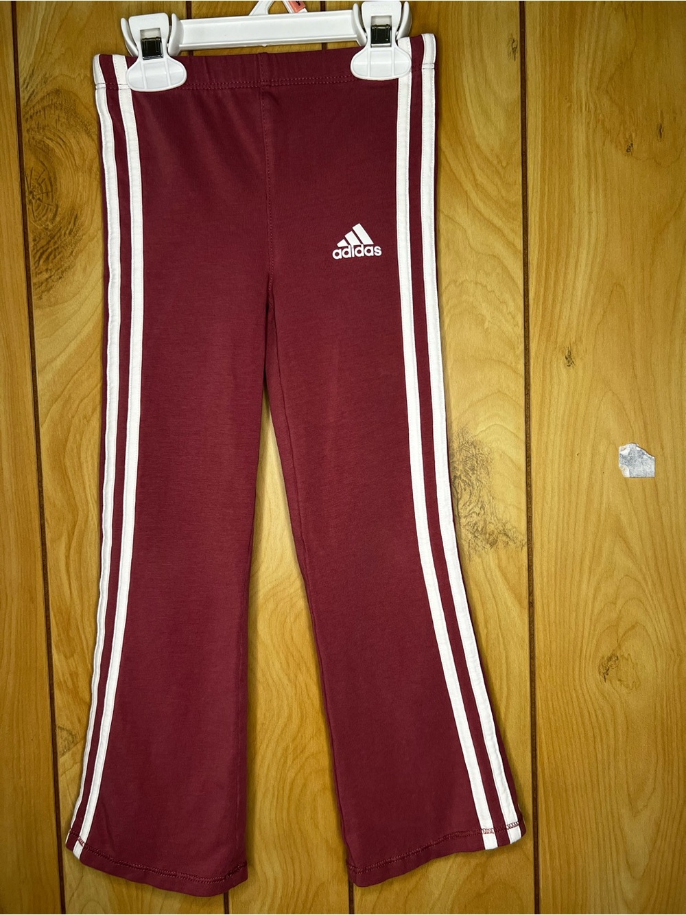 adidas Kids Burgundy Sweatpants with White Side Stripes